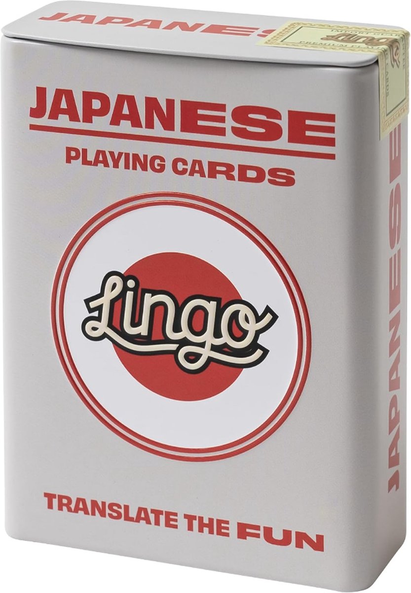 Lingo - Japanse speelkaarten in blikken doos | speelkaarten | taal leren spel uitspraak vaardigheden te verho set | leuk Visueel flashcard deck om jong en oud- leer Japanse de woordenschat engen | 52 essentiële vertalingen | reizen spel